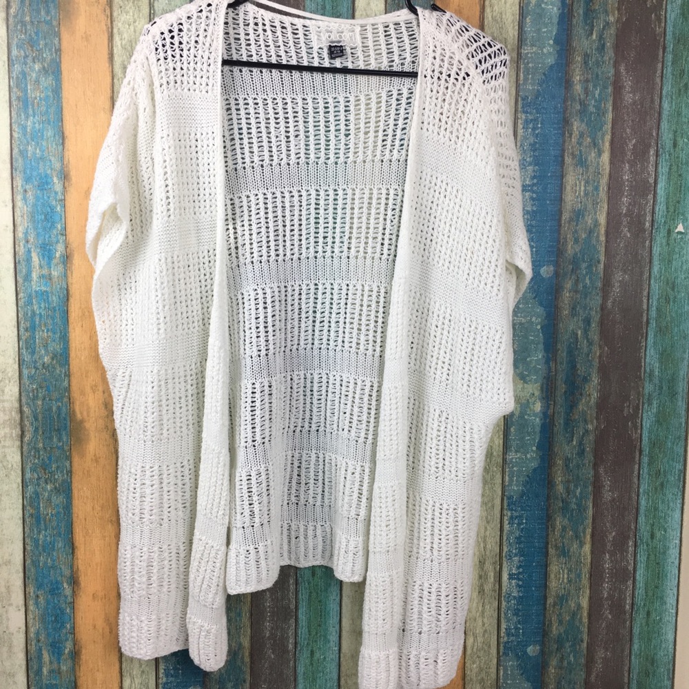 Volcom White Open Knit Lightweight Cardigan